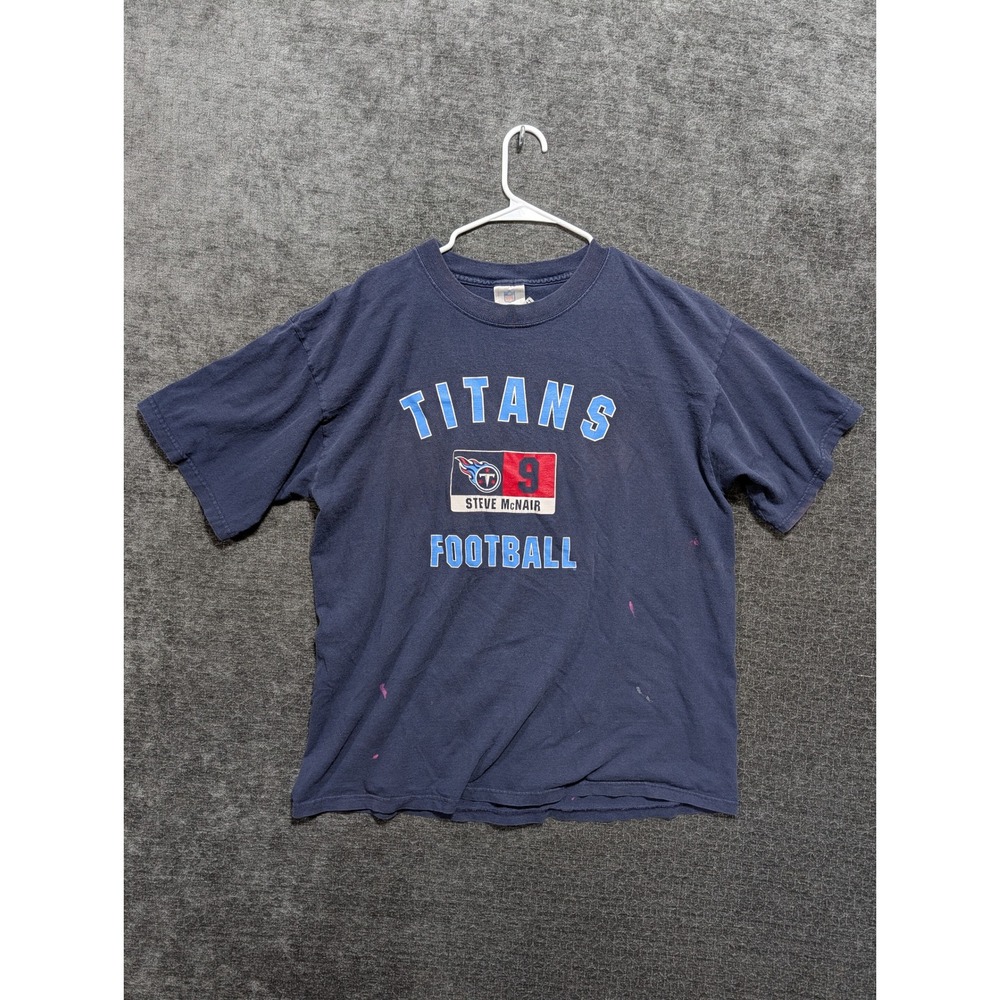 Steve McNair Tennessee Titans Football T Shirt Mens XL Navy Blue NFL‎